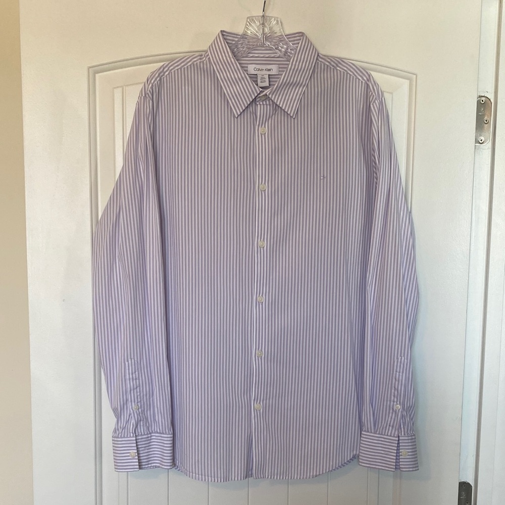 Calvin Klein Men's Lavender Striped Dress Shirt